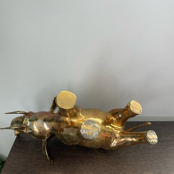 Vintage | Gold Heavy Large Brass Elephant Decor Design Shelf Boho Bohemian MCM - Picture 5 of 8